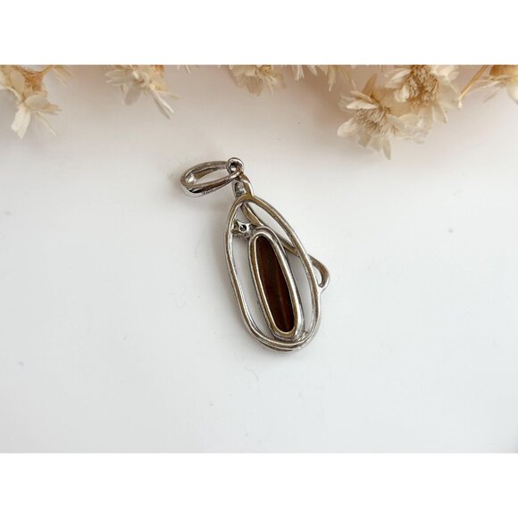 RARE Australian Opal Oval Crossover Swirly Sterling Silver 925 Vintage Pendant - Picture 4 of 9